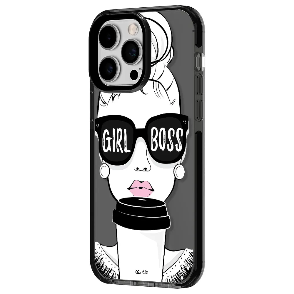 Girl Boss Apple iPhone 14 pro max impact Smoke Black Case