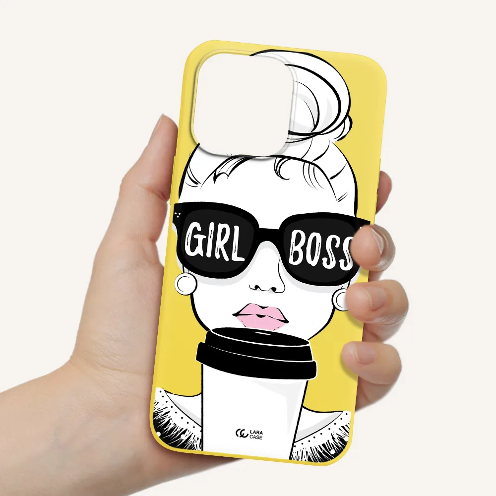 Girl Boss Apple iPhone 14 pro max Silicone canary yellow Case