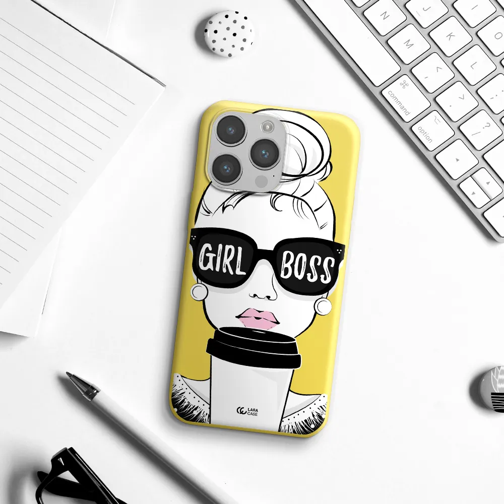 Girl Boss Apple iPhone 14 pro max Silicone canary yellow Case