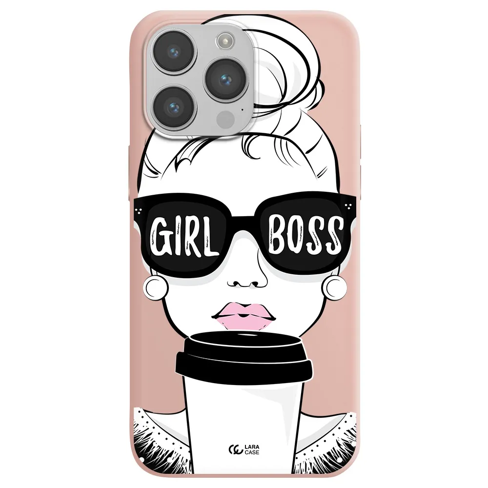 Girl Boss Apple iPhone 14 pro max Silicone pastel pink Case