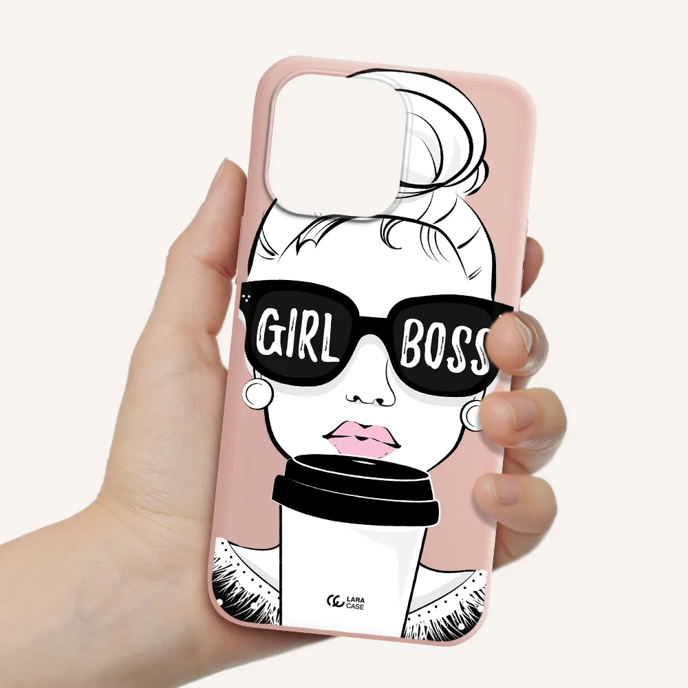 Girl Boss Apple iPhone 14 pro max Silicone pastel pink Case
