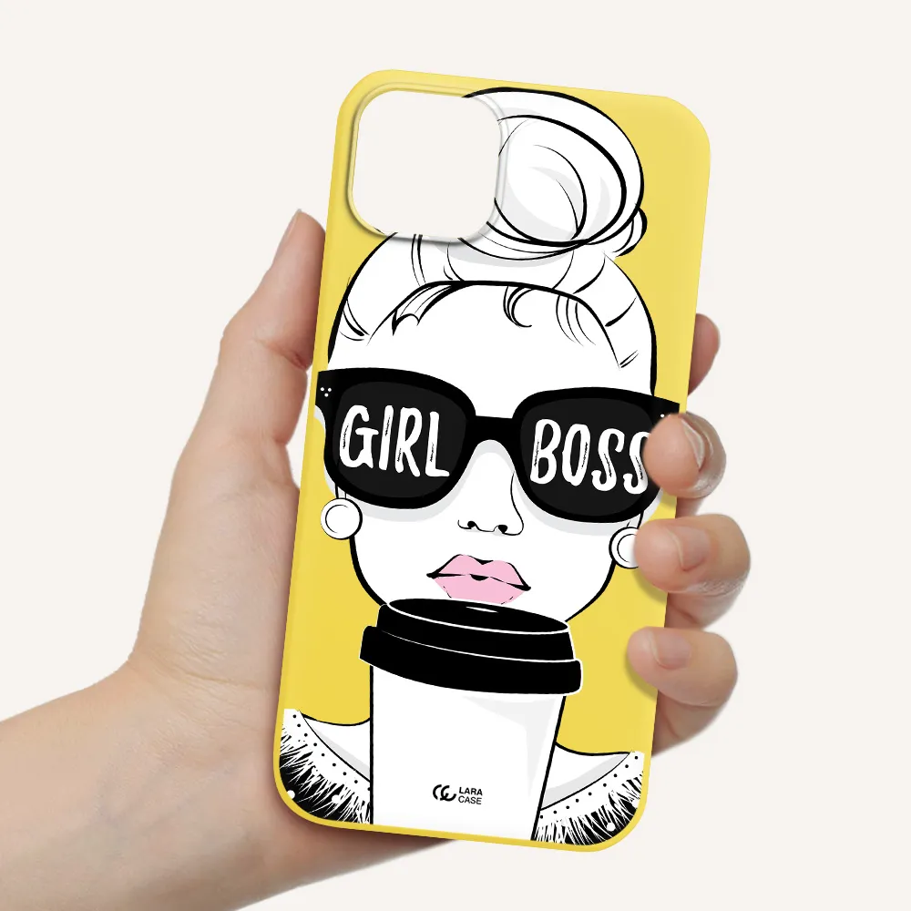 Girl Boss Apple iPhone 14 Silicone canary yellow Case