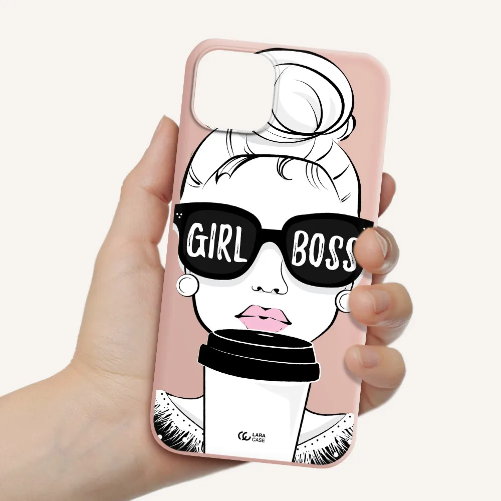 Girl Boss Apple iPhone 14 Silicone pastel pink Case