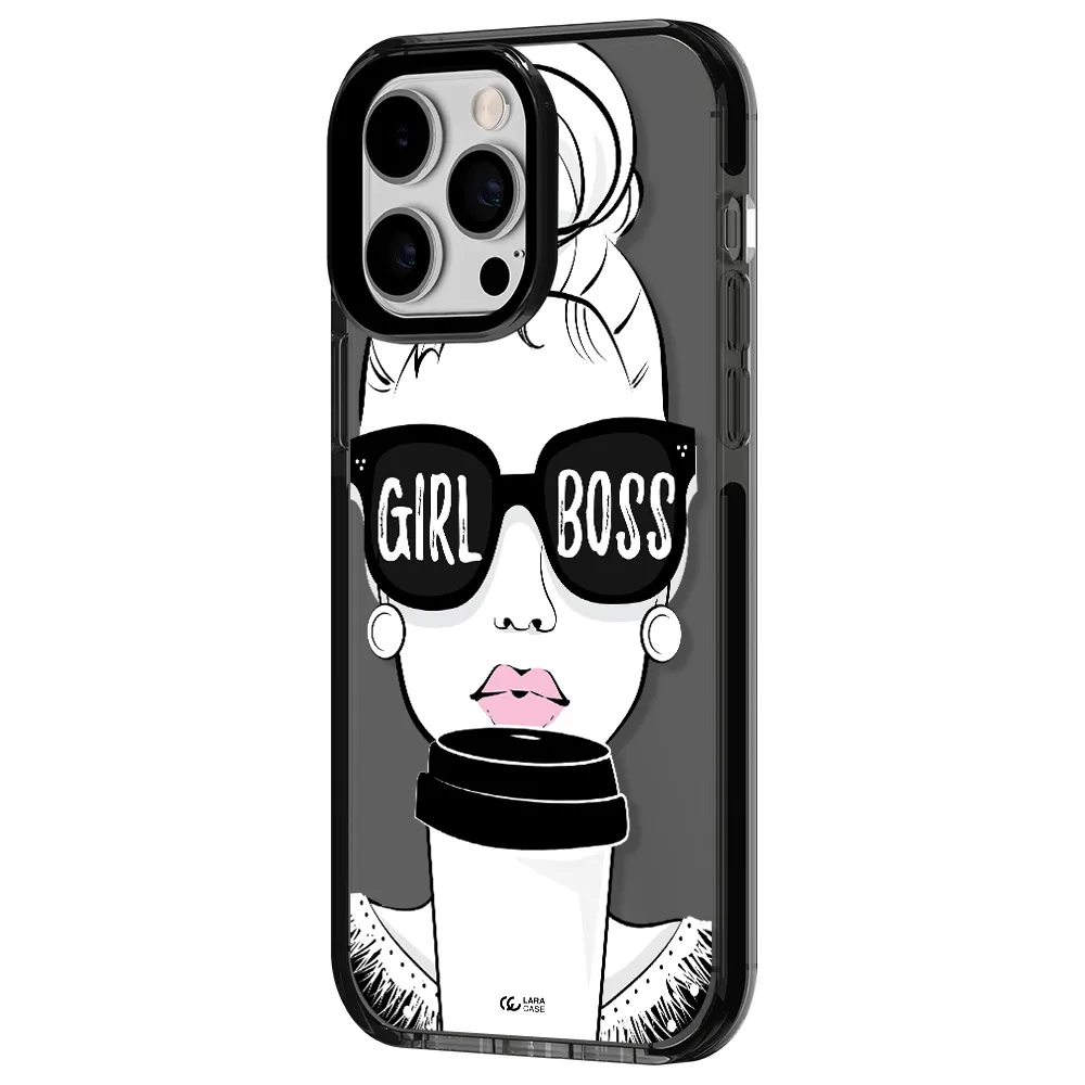 Girl Boss Apple iPhone 15 Pro impact Smoke Black Case