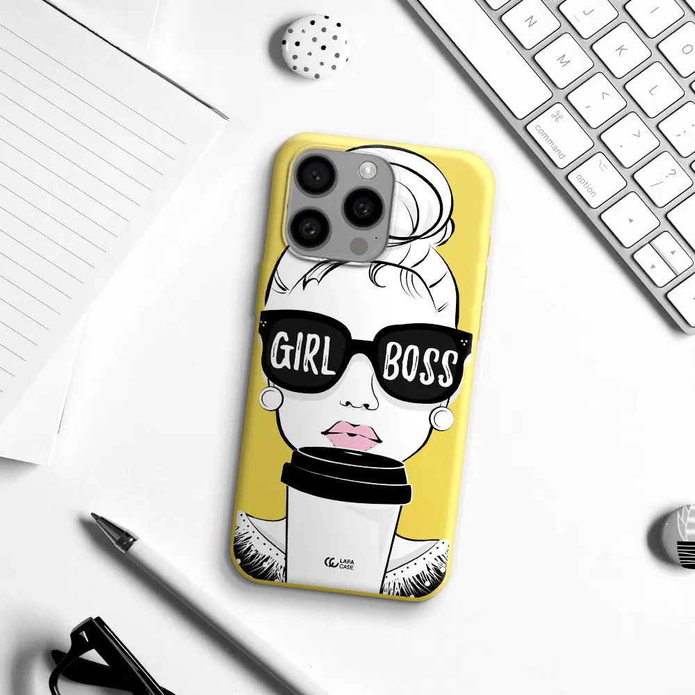 Girl Boss Apple Iphone 15 Pro max Silicone canary yellow Case