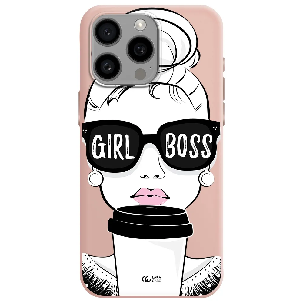Girl Boss Apple Iphone 15 Pro max Silicone pastel pink Case