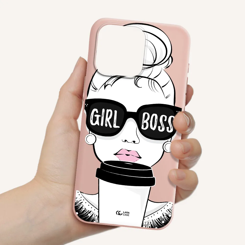 Girl Boss Apple Iphone 15 Pro max Silicone pastel pink Case