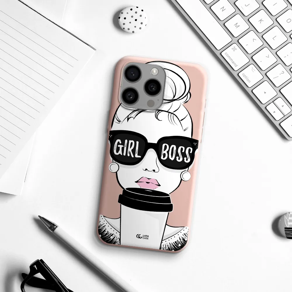 Girl Boss Apple Iphone 15 Pro max Silicone pastel pink Case