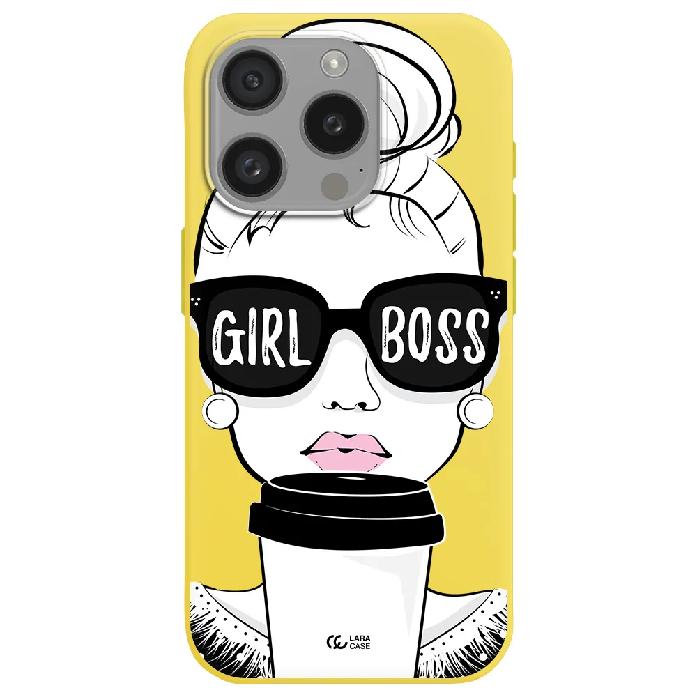 Girl Boss Apple Iphone 15 Pro Silicone Canary Yellow Case