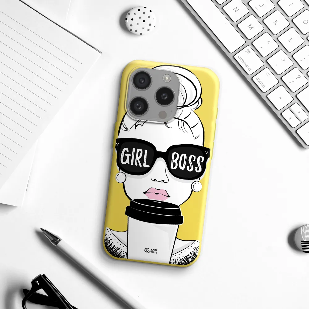Girl Boss Apple Iphone 15 Pro Silicone Canary Yellow Case