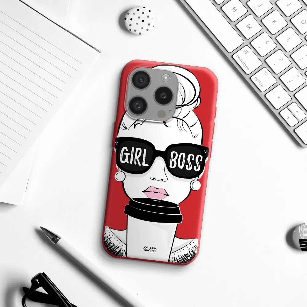 Girl Boss Apple Iphone 15 Pro Silicone Imperial Red Case