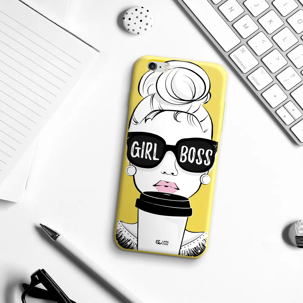 Girl Boss Apple iPhone 6 plus Silicone canary yellow Case