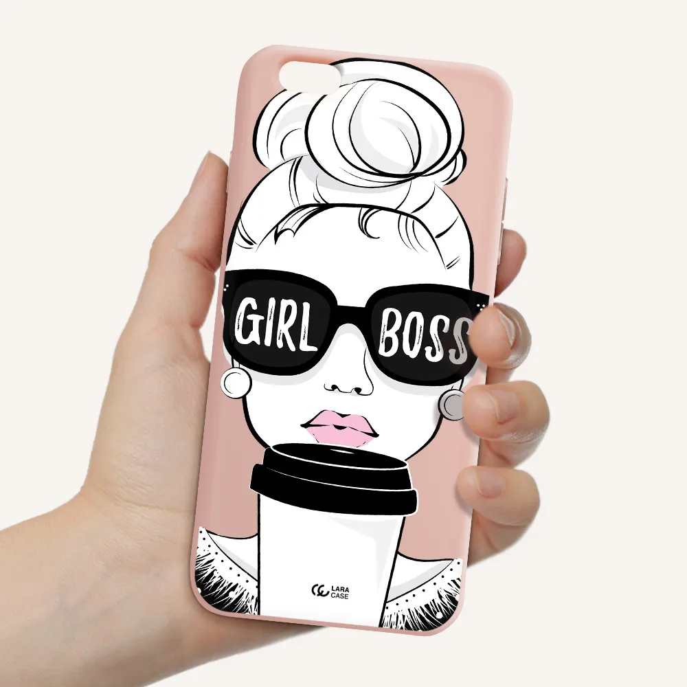 Girl Boss Apple iPhone 6 plus Silicone pastel pink Case