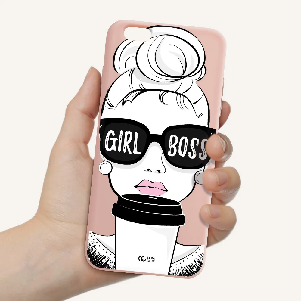 Girl Boss Apple iPhone 6 s plus Silicone pastel pink Case