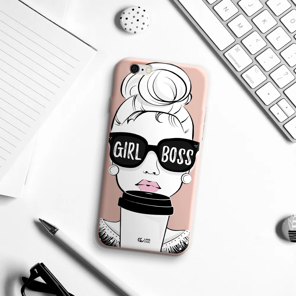 Girl Boss Apple iPhone 6 Silicone pastel pink Case
