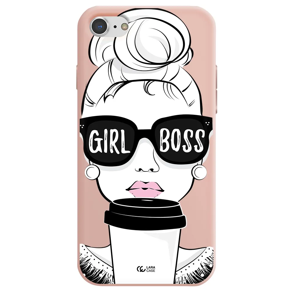 Girl Boss Apple iPhone 7 Silicone pastel pink Case