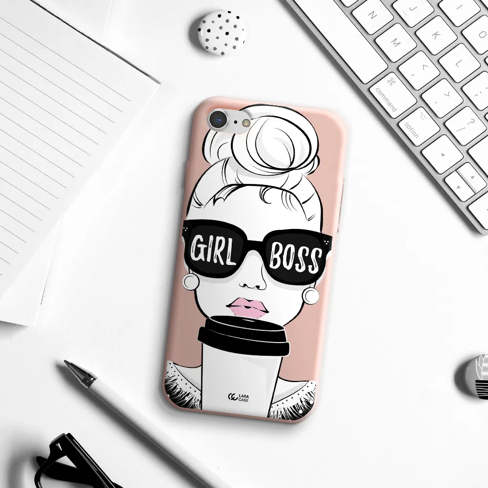 Girl Boss Apple iPhone 7 Silicone pastel pink Case
