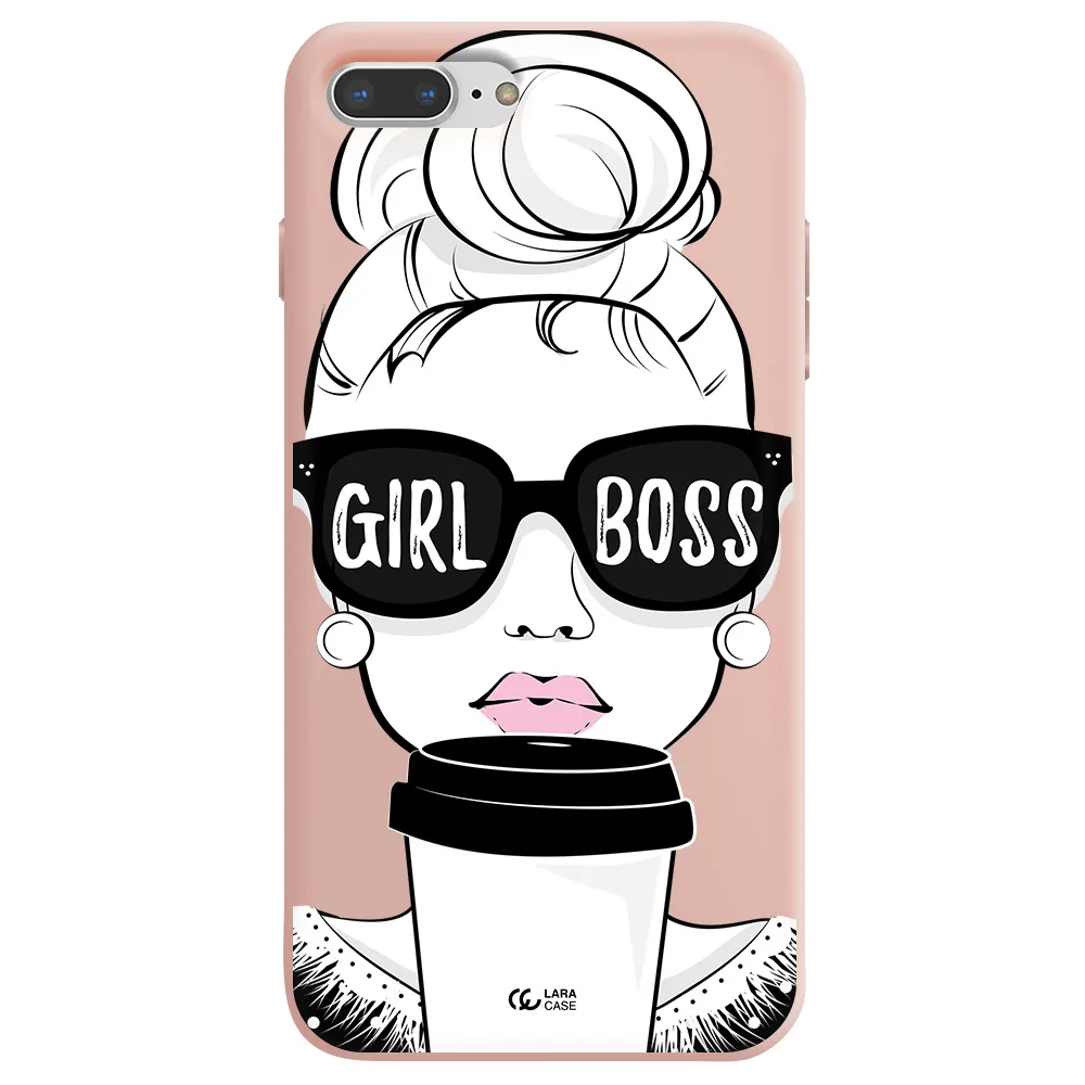 Girl Boss Apple iPhone 8 plus Silicone pastel pink Case