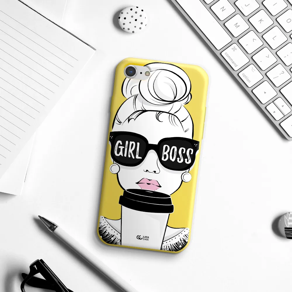 Girl Boss Apple iPhone 8 Silicone canary yellow Case
