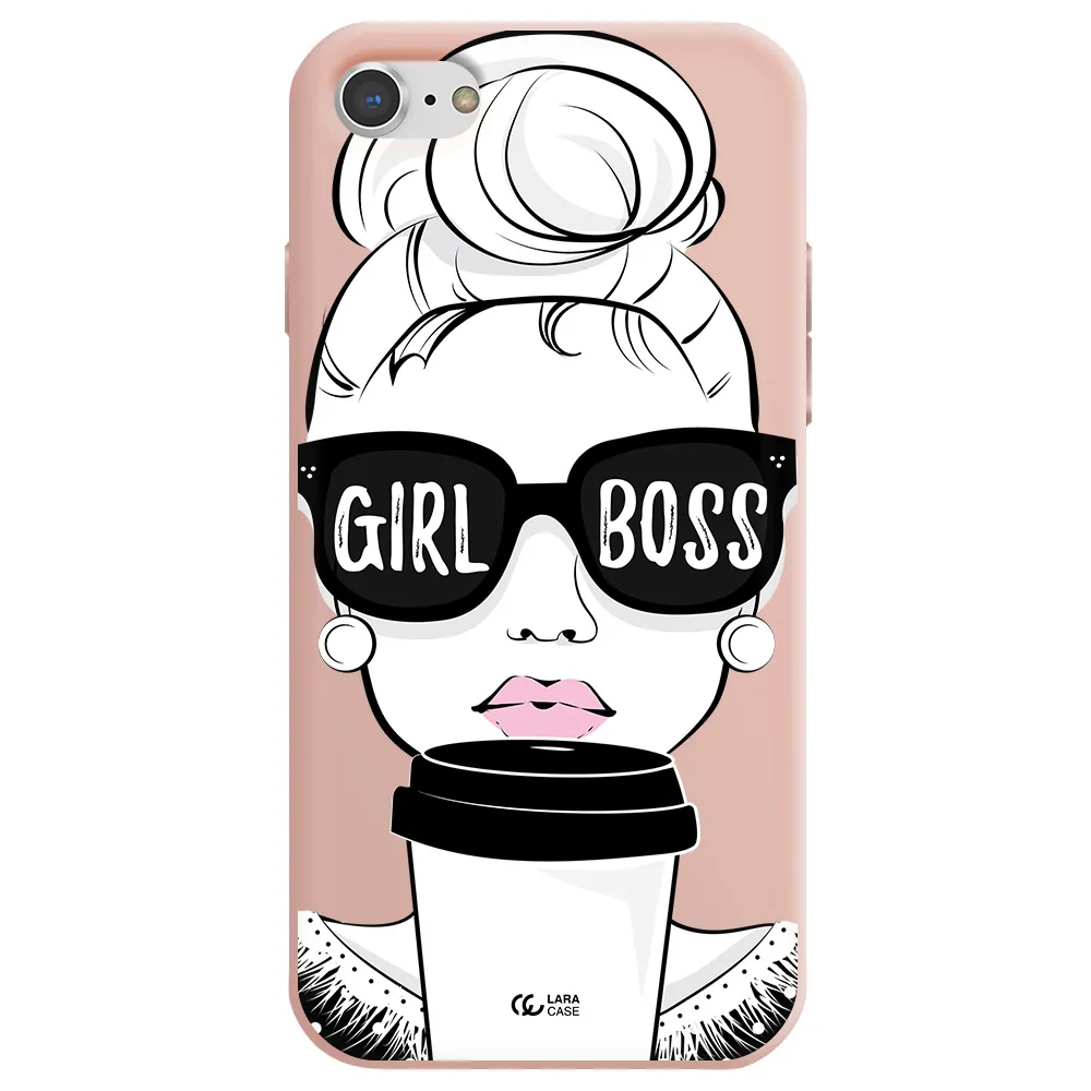 Girl Boss Apple iPhone 8 Silicone pastel pink Case