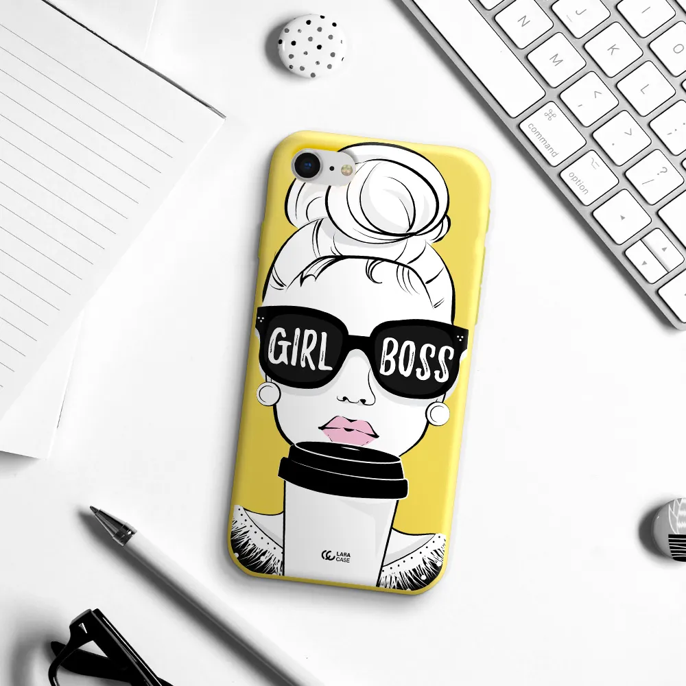 Girl Boss Apple iPhone se 2020 Silicone canary yellow Case