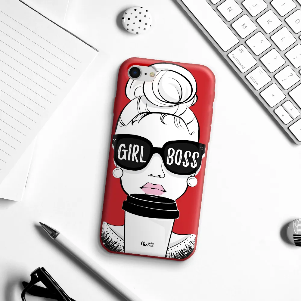 Girl Boss Apple iPhone se 2020 Silicone Imperial Red Case