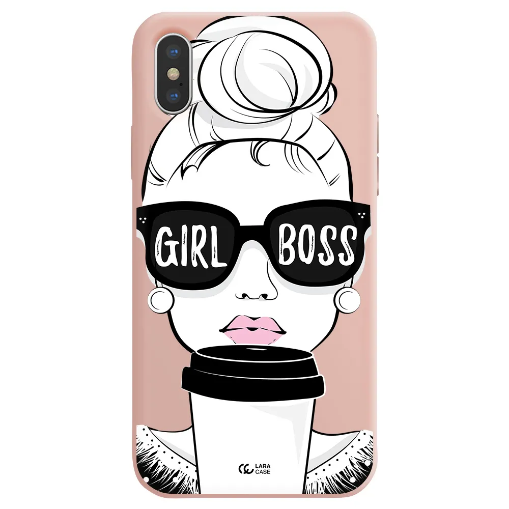Girl Boss Apple iPhone X Silicone pastel pink Case