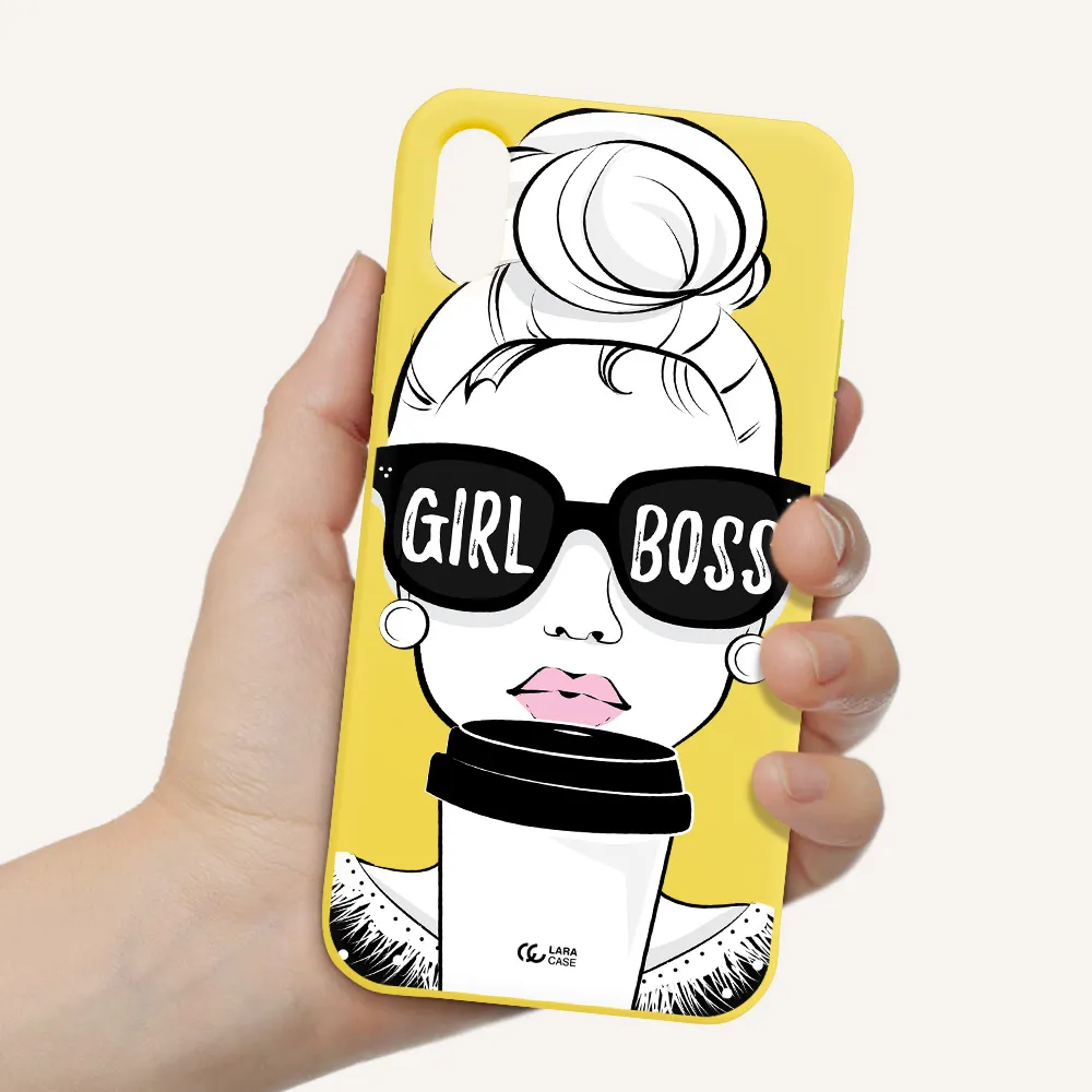 Girl Boss Apple iPhone XS Silicone canary yellow Case