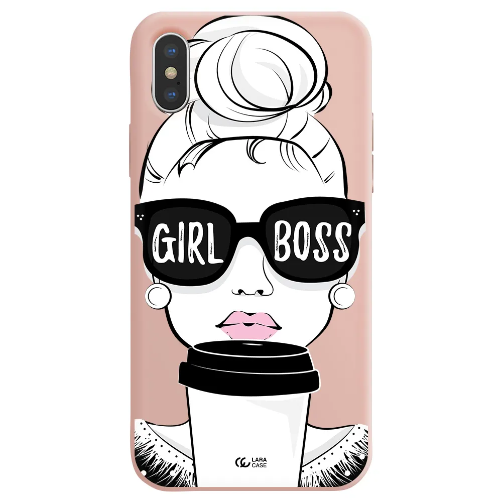 Girl Boss Apple iPhone XS Silicone pastel pink Case