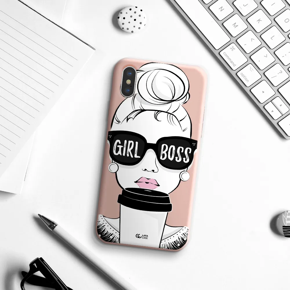 Girl Boss Apple iPhone XS Silicone pastel pink Case