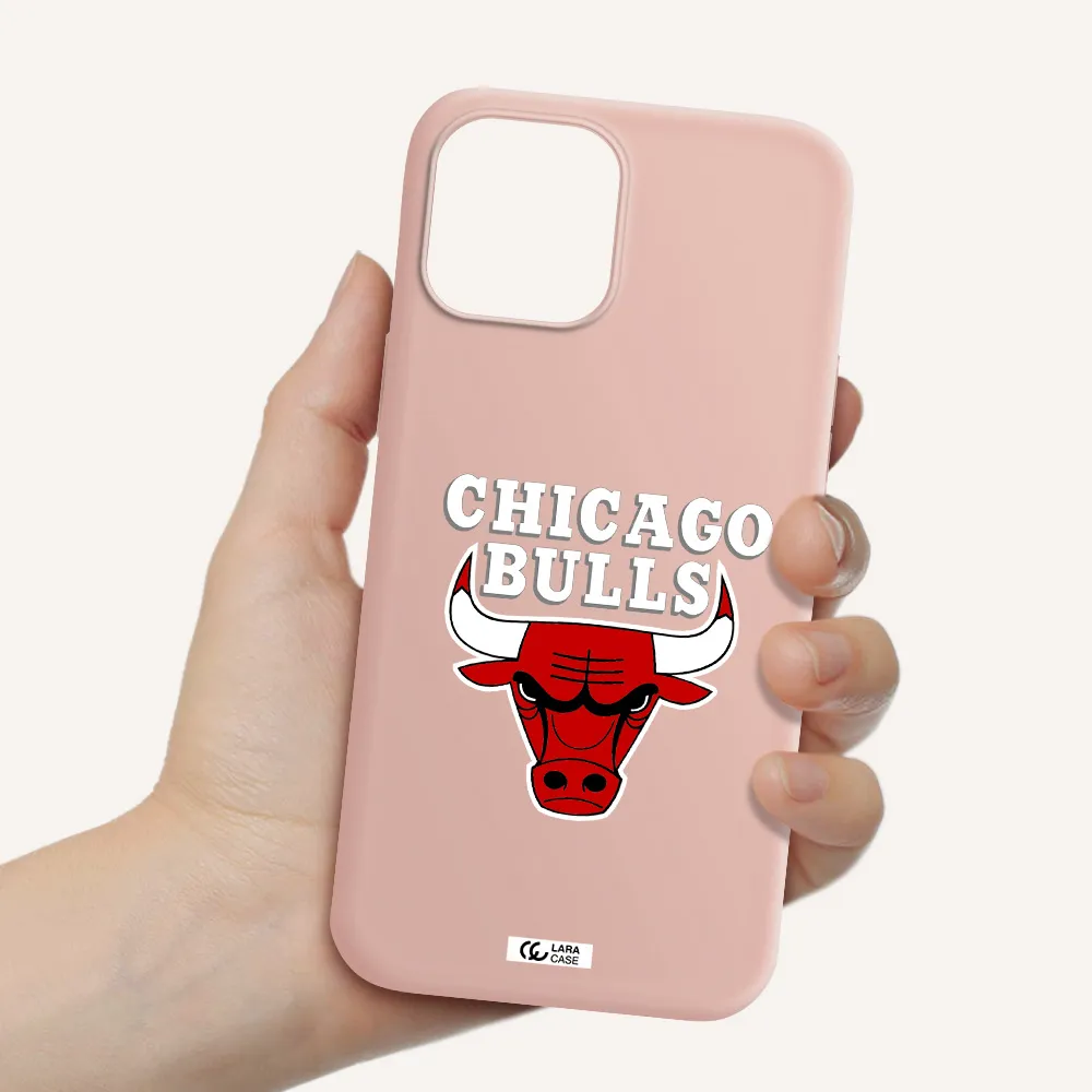 Chicago Bulls Apple iPhone 12 pro max Silicone pastel pink Case