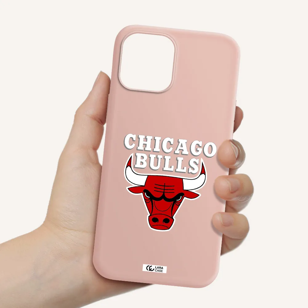 Chicago Bulls Apple iPhone 12 pro Silicone pastel pink Case