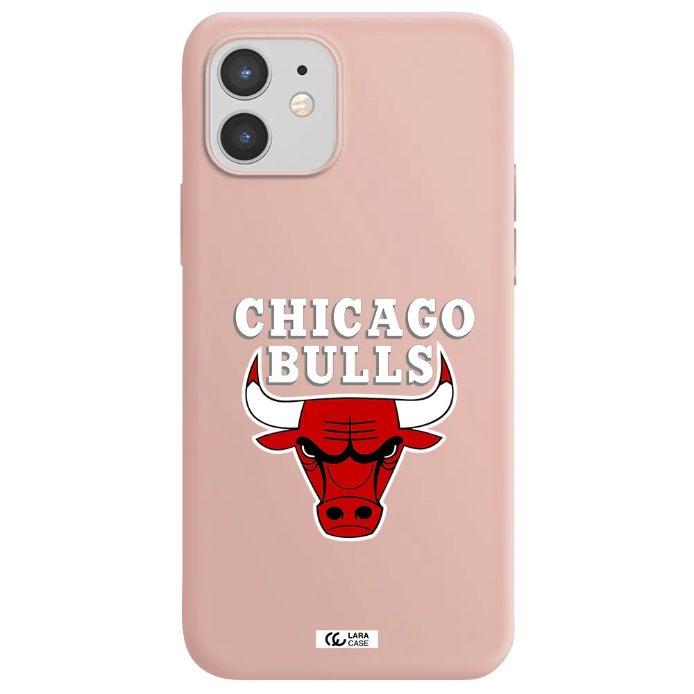 Chicago Bulls Apple iPhone 12 Silicone pastel pink Case