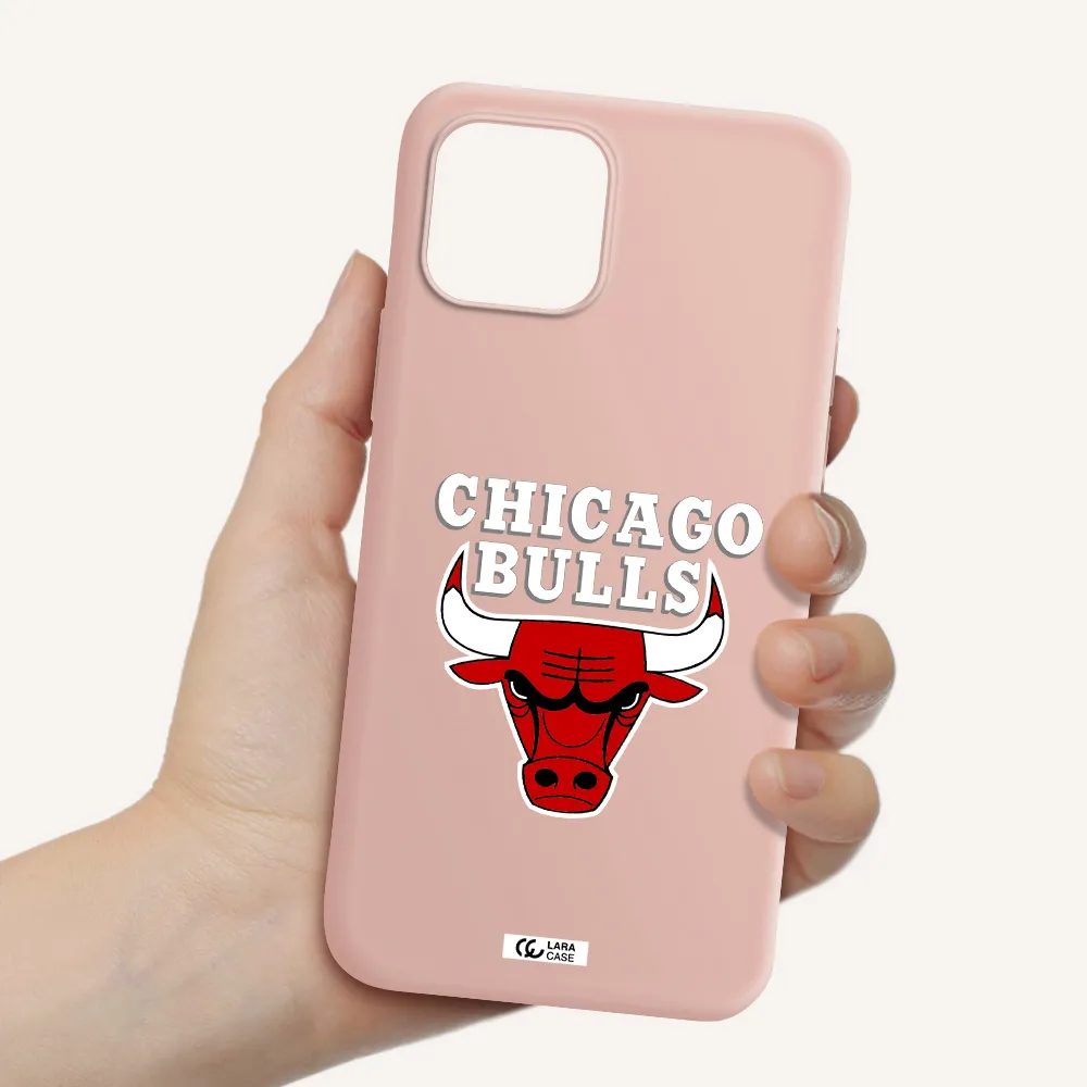 Chicago Bulls Apple iPhone 12 Silicone pastel pink Case