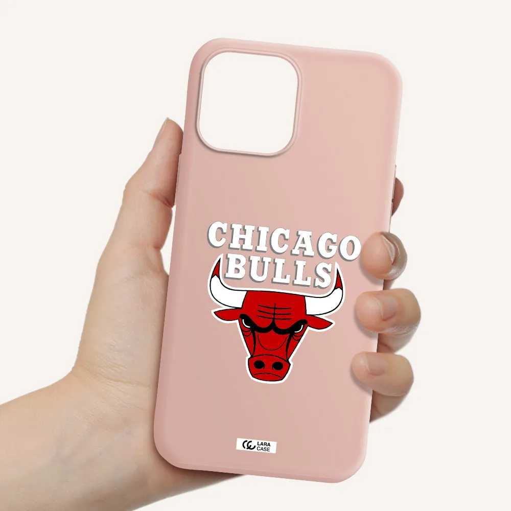 Chicago Bulls Apple iPhone 13 Pro Max Silicone pastel pink Case