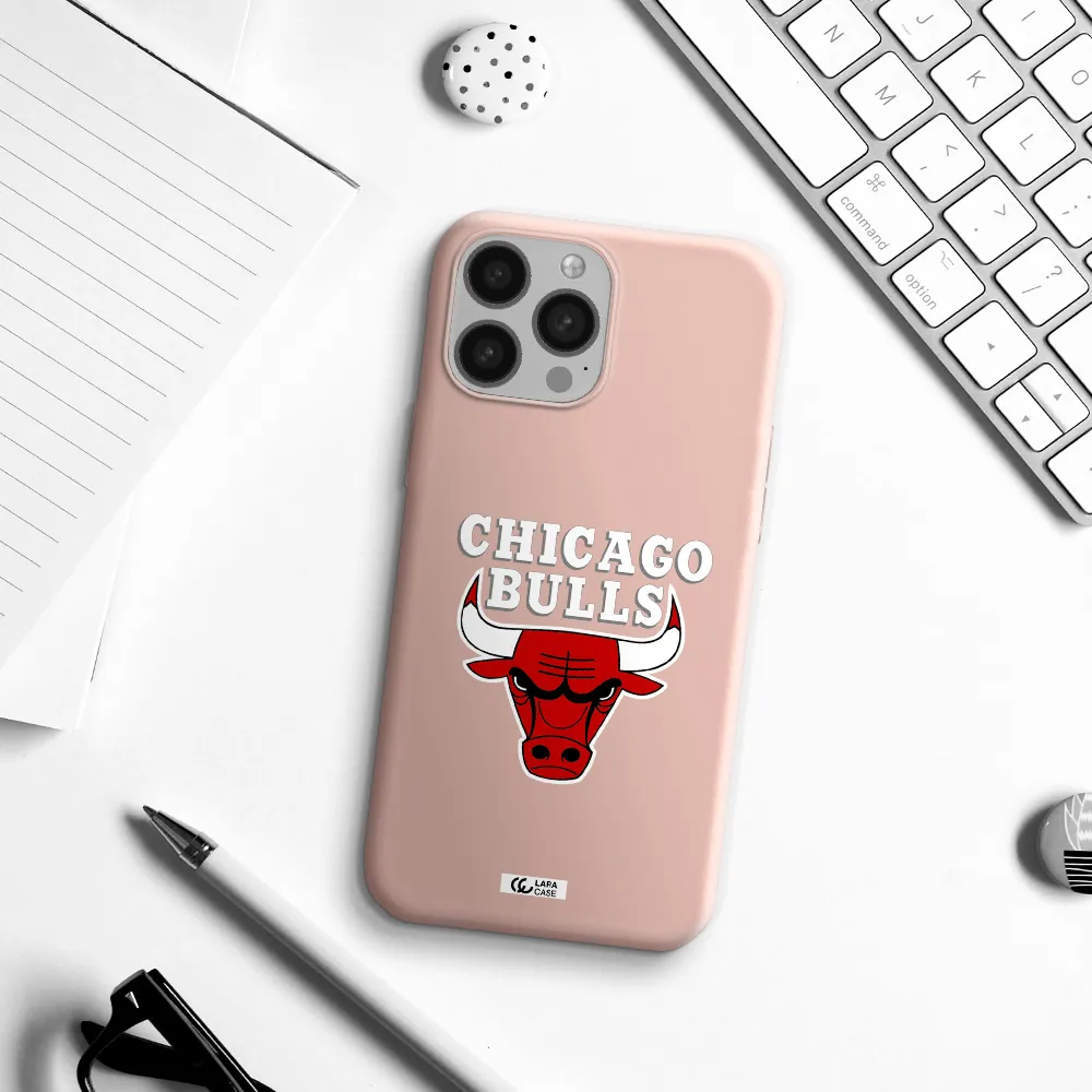 Chicago Bulls Apple iPhone 13 Pro Max Silicone pastel pink Case
