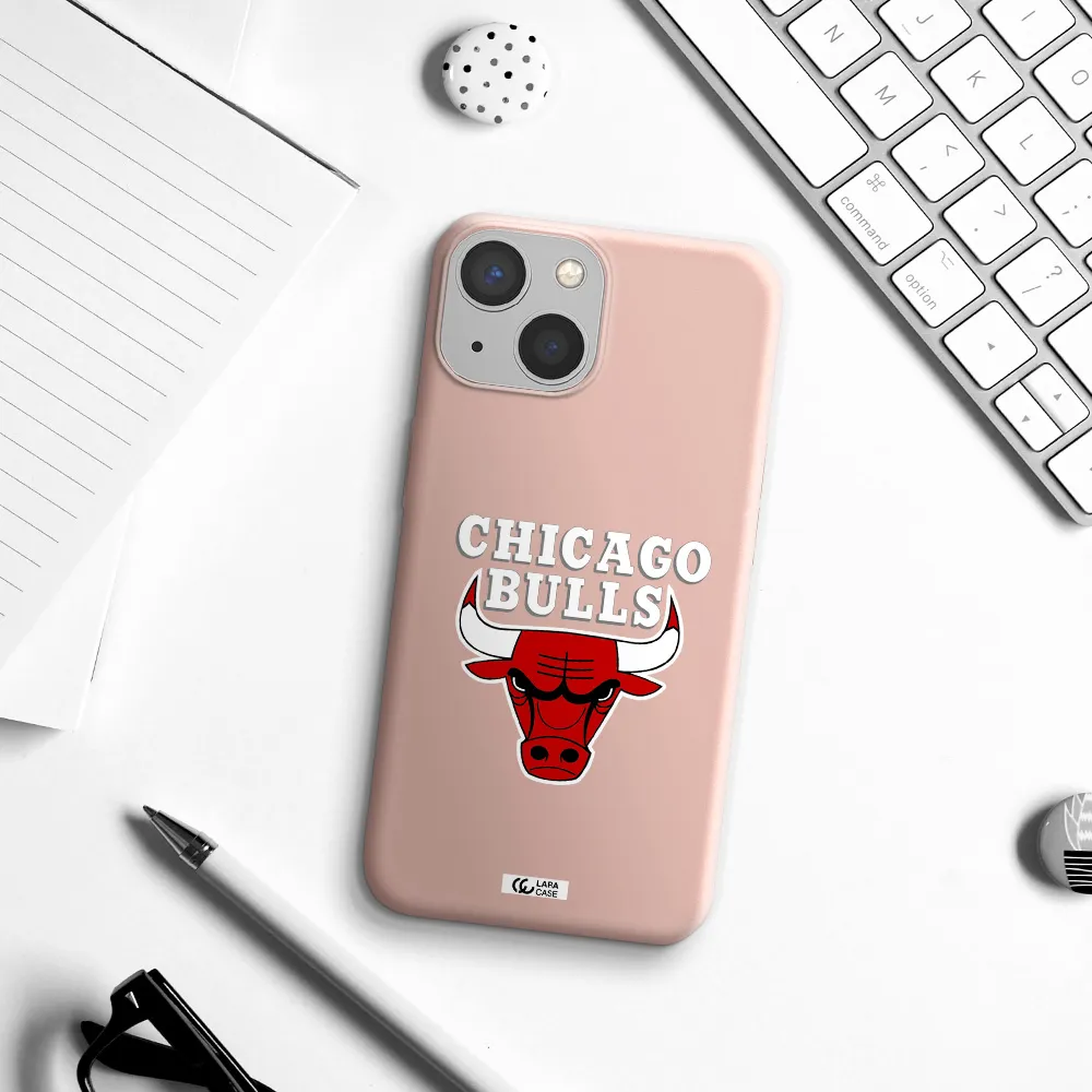 Chicago Bulls Apple iPhone 13 Silicone pastel pink Case
