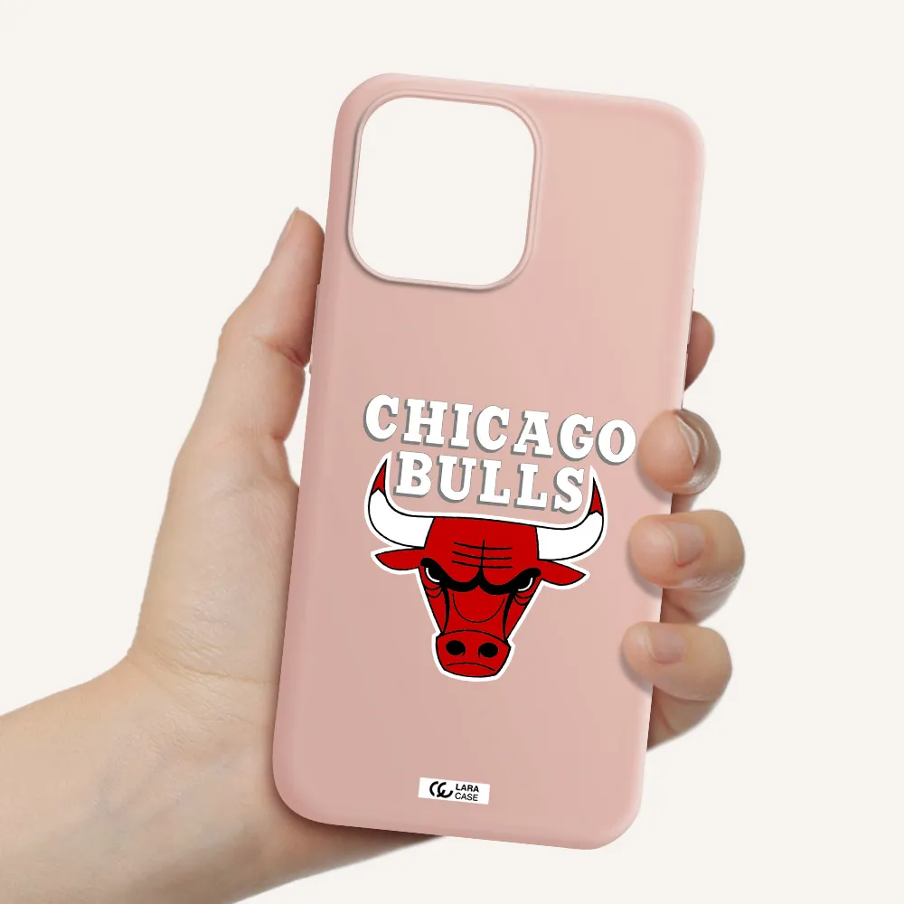Chicago Bulls Apple iPhone 14 pro max Silicone pastel pink Case
