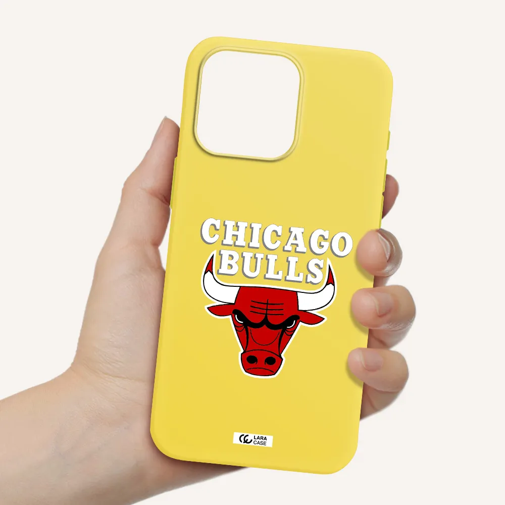 Chicago Bulls Apple Iphone 15 Pro max Silicone canary yellow Case