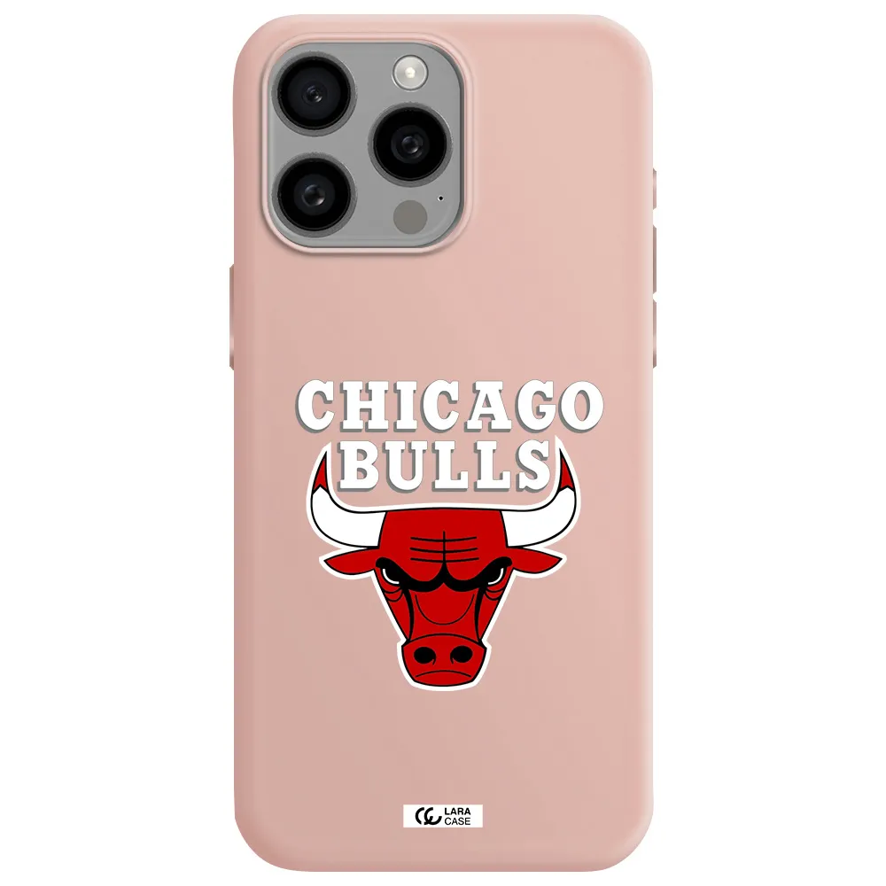Chicago Bulls Apple Iphone 15 Pro max Silicone pastel pink Case