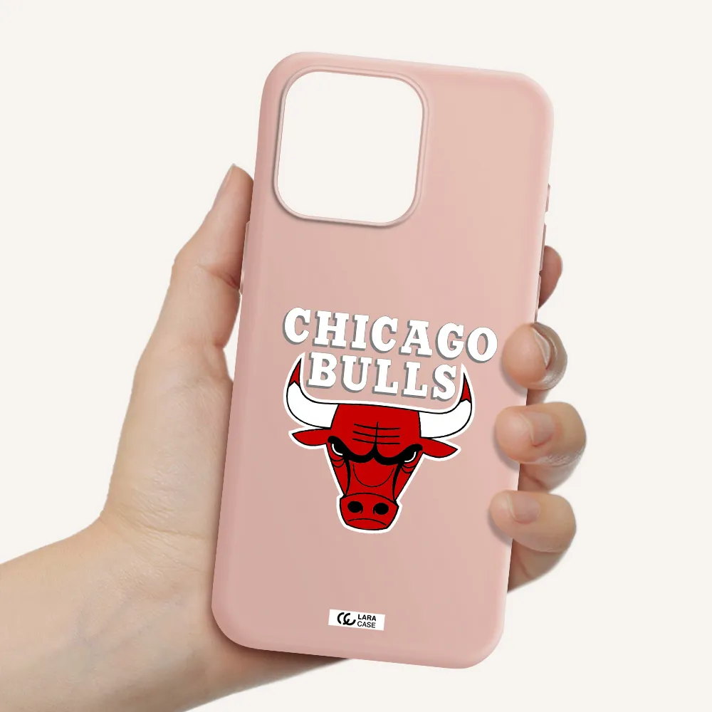 Chicago Bulls Apple Iphone 15 Pro max Silicone pastel pink Case