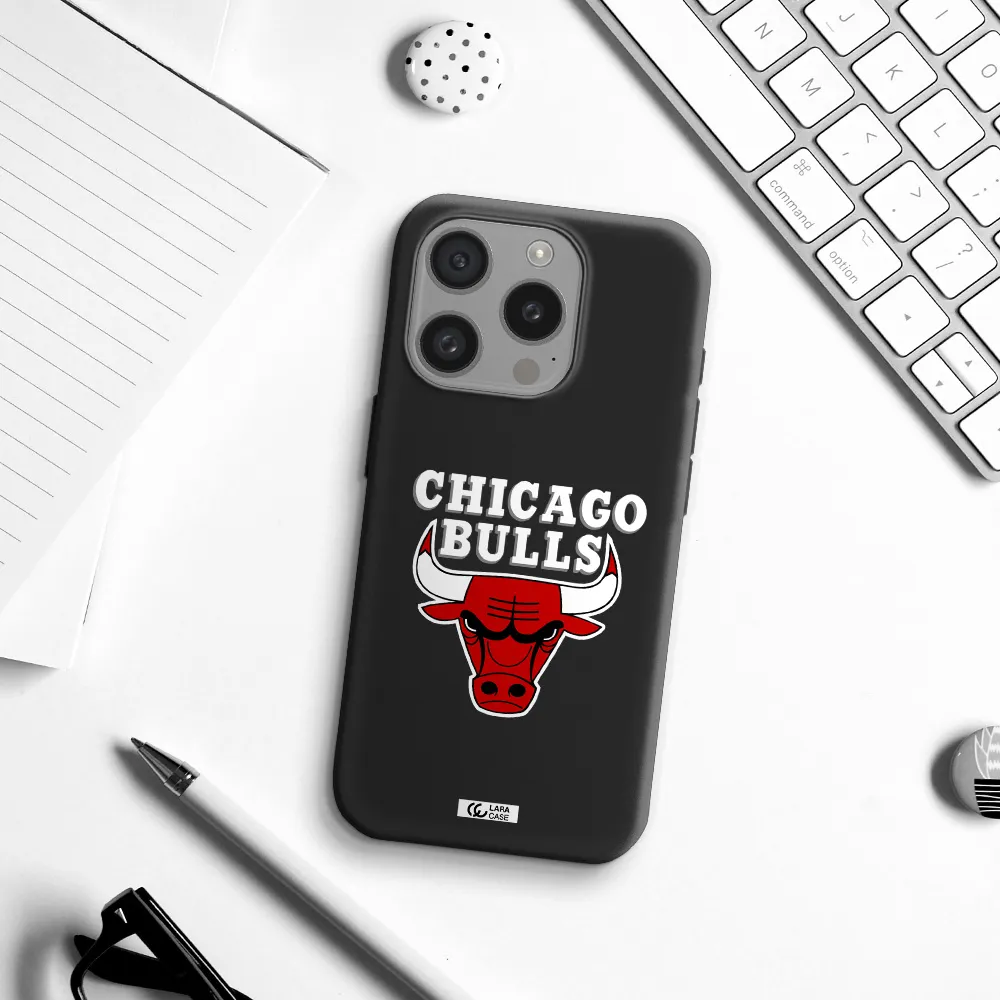 Chicago Bulls Apple Iphone 15 Pro Silicone Black Case