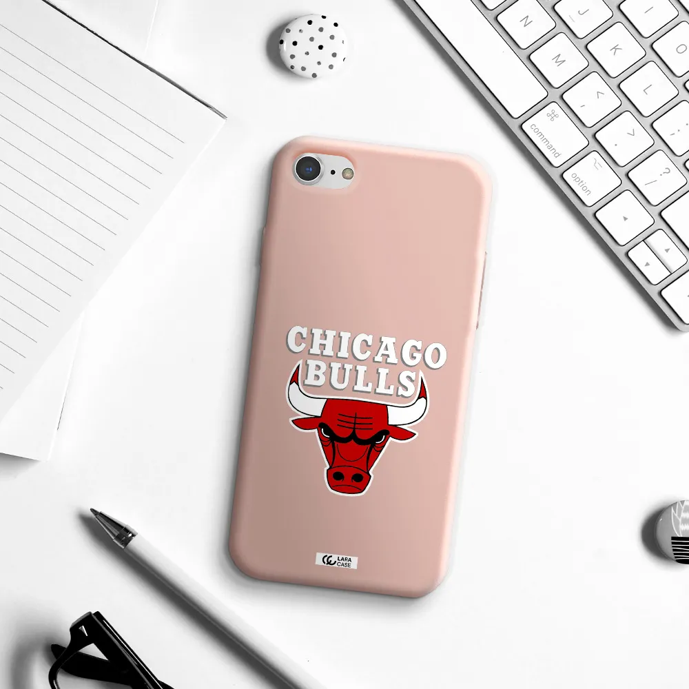 Chicago Bulls Apple iPhone 8 Silicone pastel pink Case