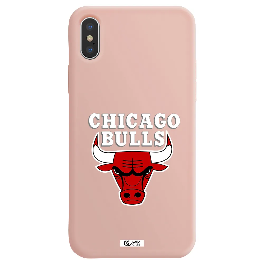Chicago Bulls Apple iPhone X Silicone pastel pink Case