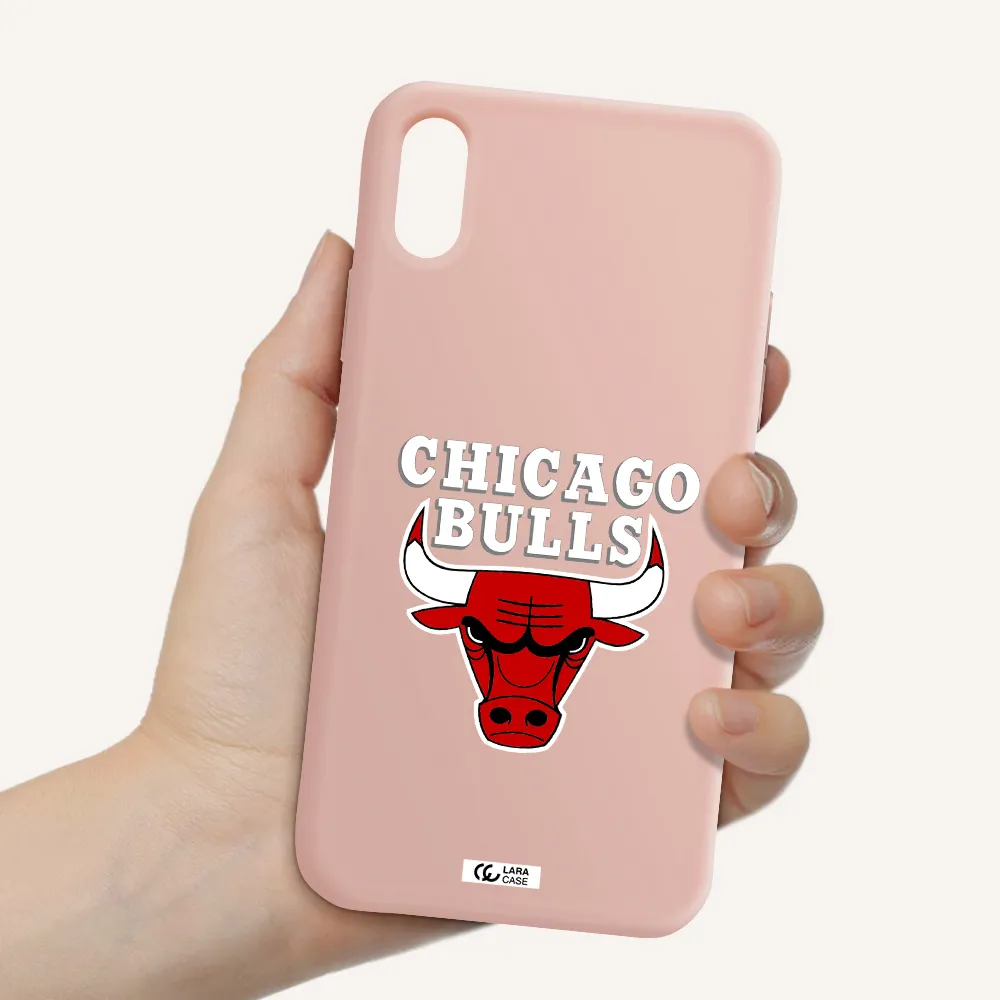 Chicago Bulls Apple iPhone X Silicone pastel pink Case