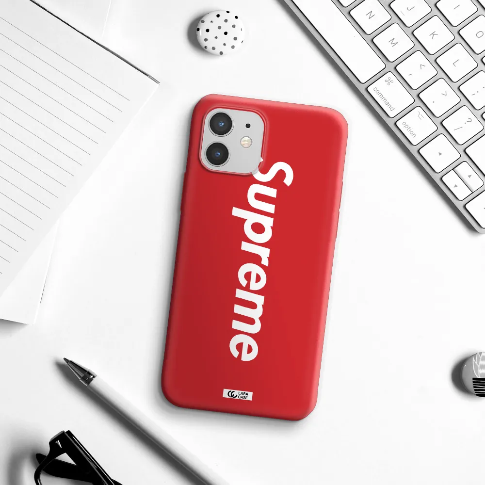 Supreme Vertical Apple iPhone 12 mini Silicone Imperial Red Case