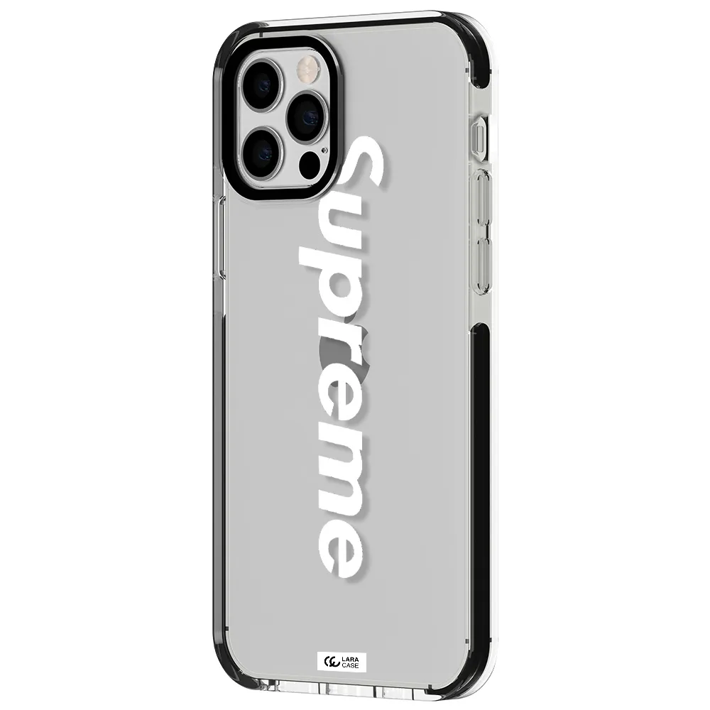 Supreme Vertical Apple iPhone 12 pro impact black border Case