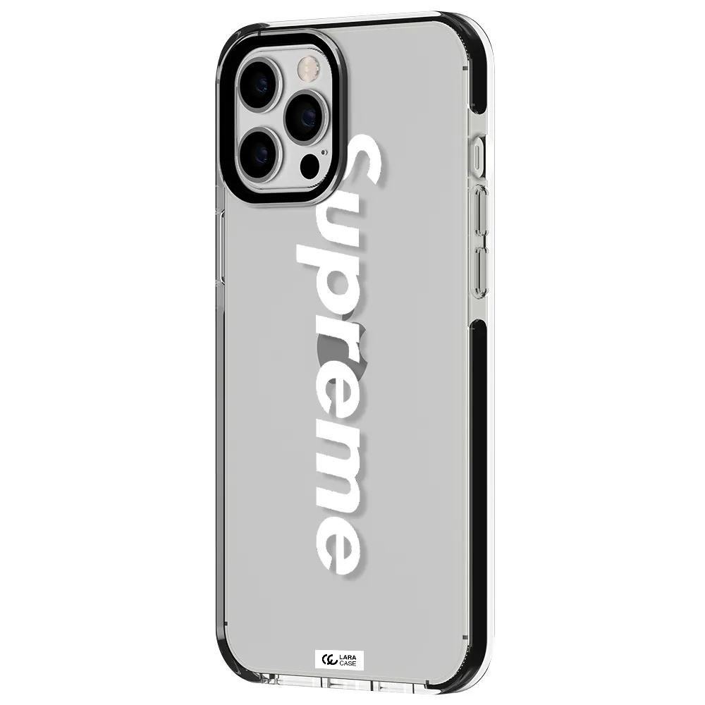 Supreme Vertical Apple iPhone 12 pro max impact black border Case
