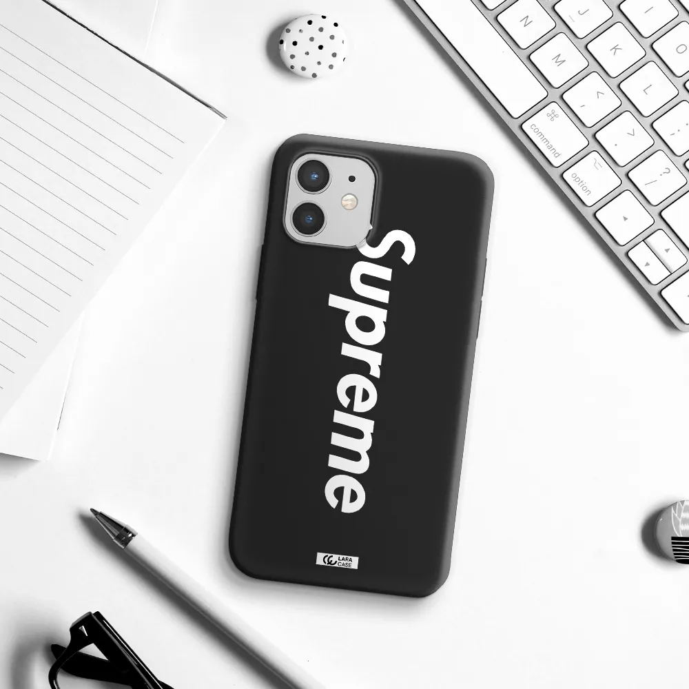 Supreme Vertical Apple iPhone 12 Silicone black Case