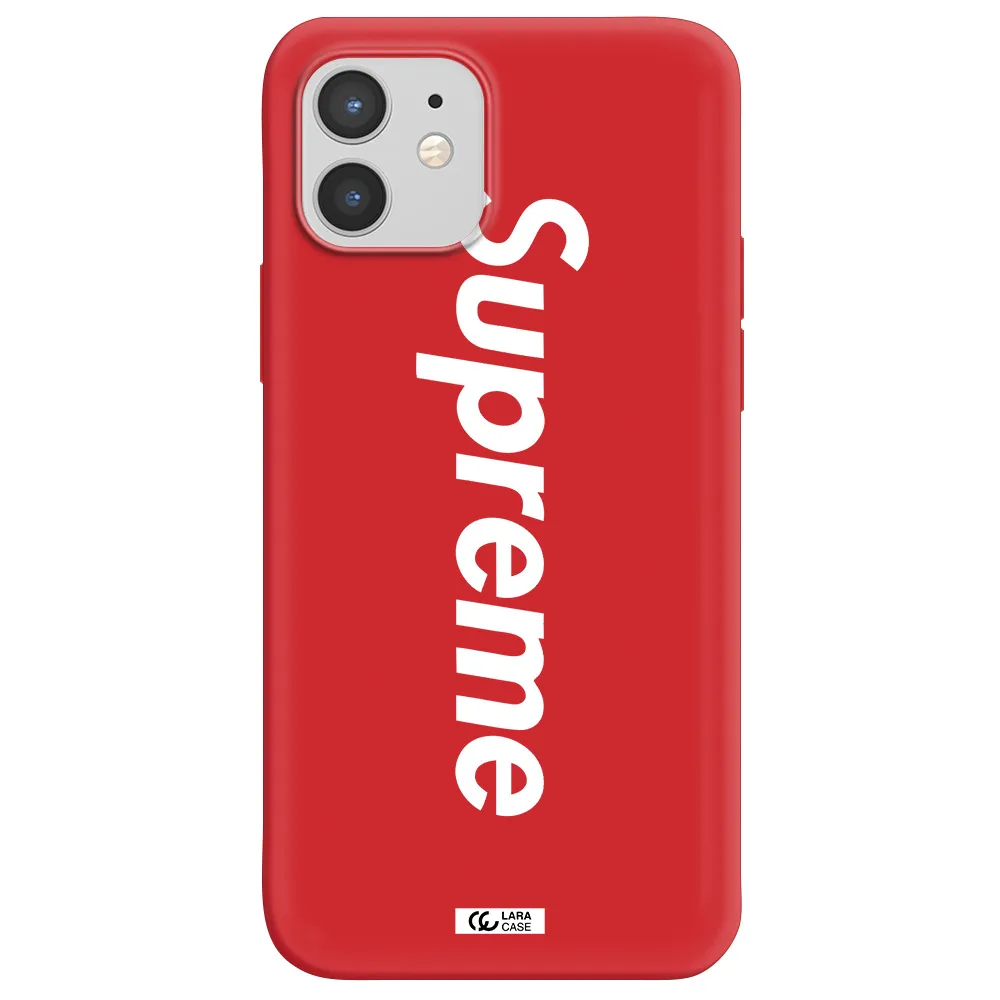 Supreme Vertical Apple iPhone 12 Silicone Imperial Red Case